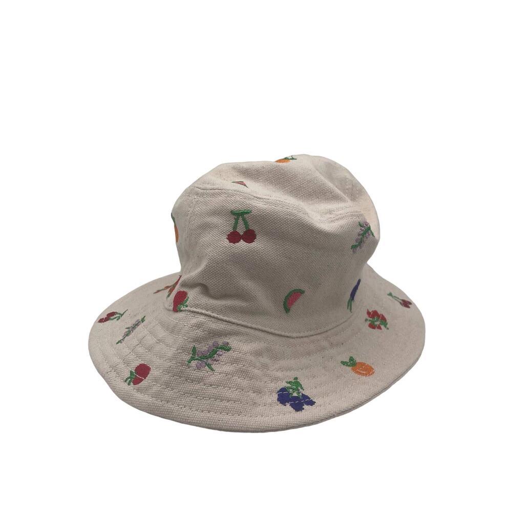 Crewcuts Bucket Hat Cap Canvas Cotton Fruit Beige Youth Kids XS Small